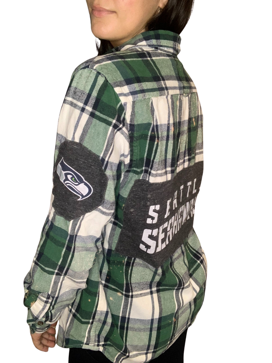 Seattle Seahawks Bleached Flannel Shirt – Kampus Kustoms