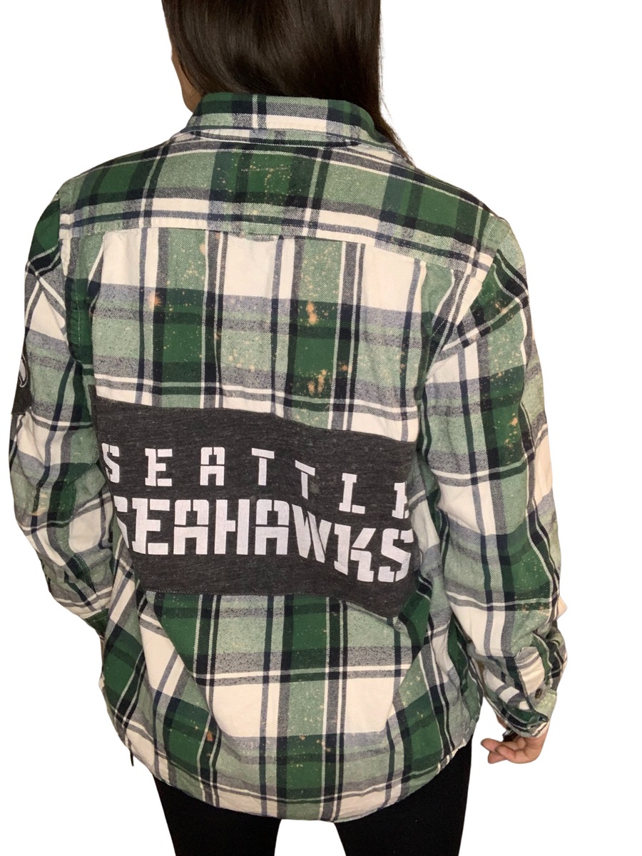 Seattle Seahawks Bleached Flannel Shirt – Kampus Kustoms