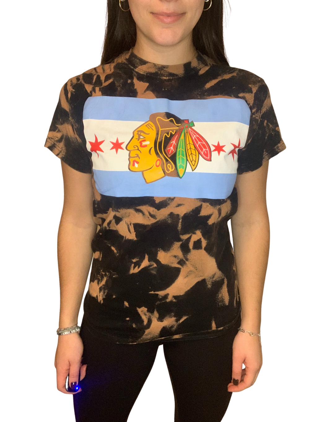 Chicago Blackhawks Chicago Flag Bleached Shirt