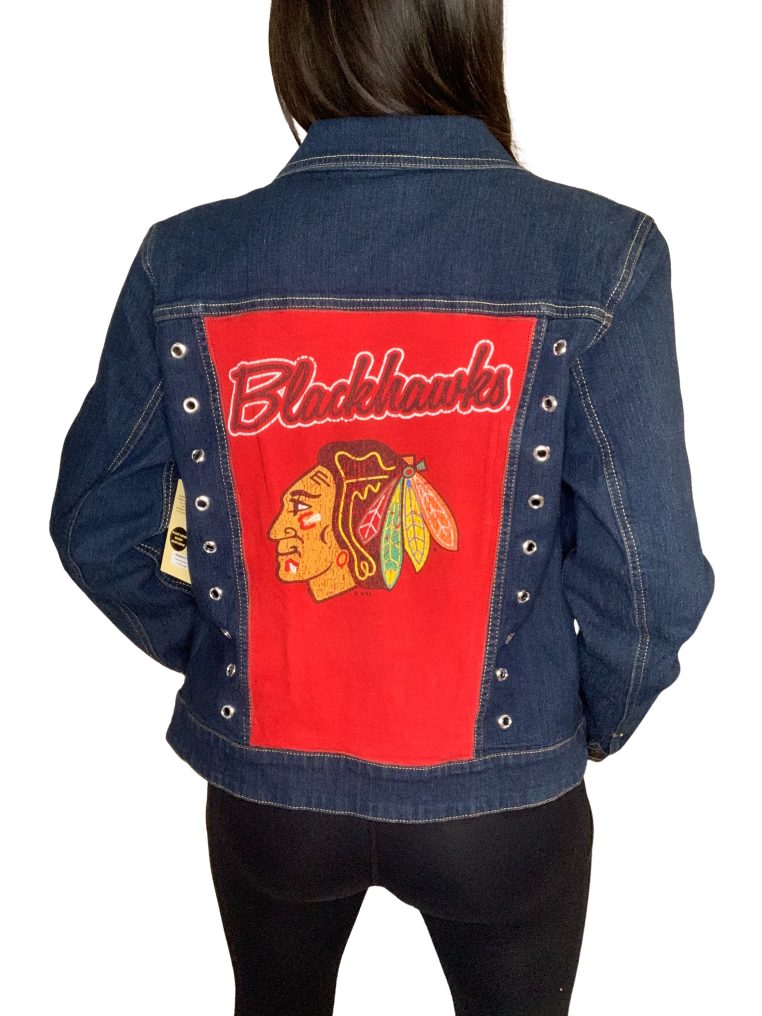 Chicago Blackhawks painted denim jacket!