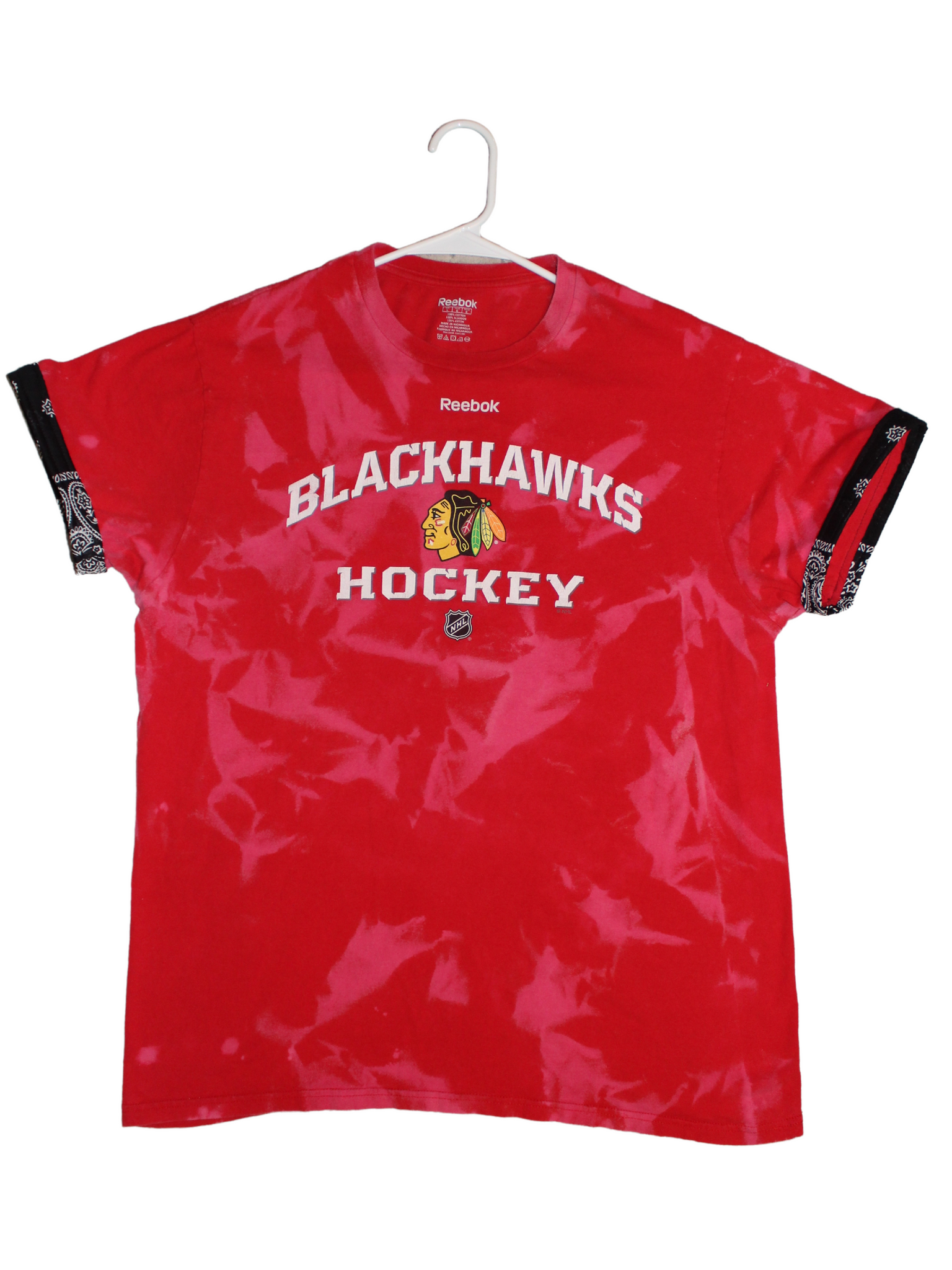Chicago Blackhawks Bandana Sleeve Bleached Shirt