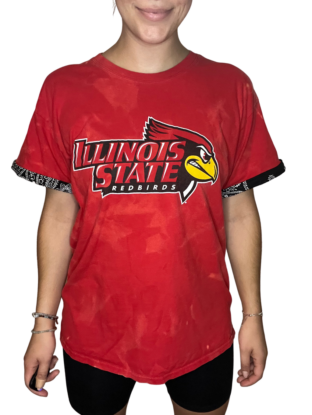 Illinois State University Bleached Bandana Sleeve Shirt