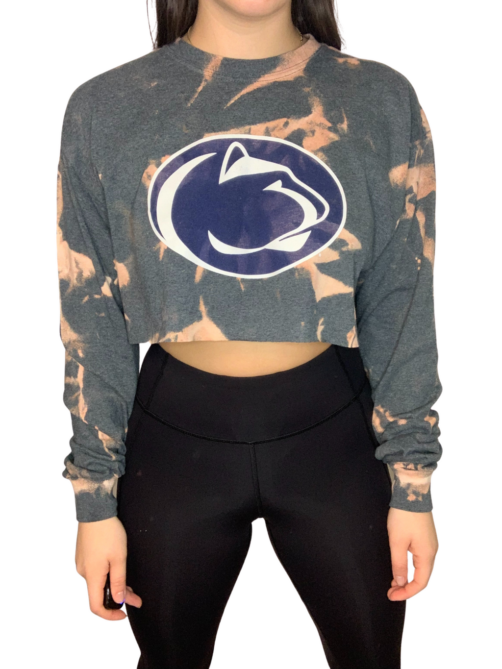 Penn State University Cropped & Bleached Long Sleeve Shirt