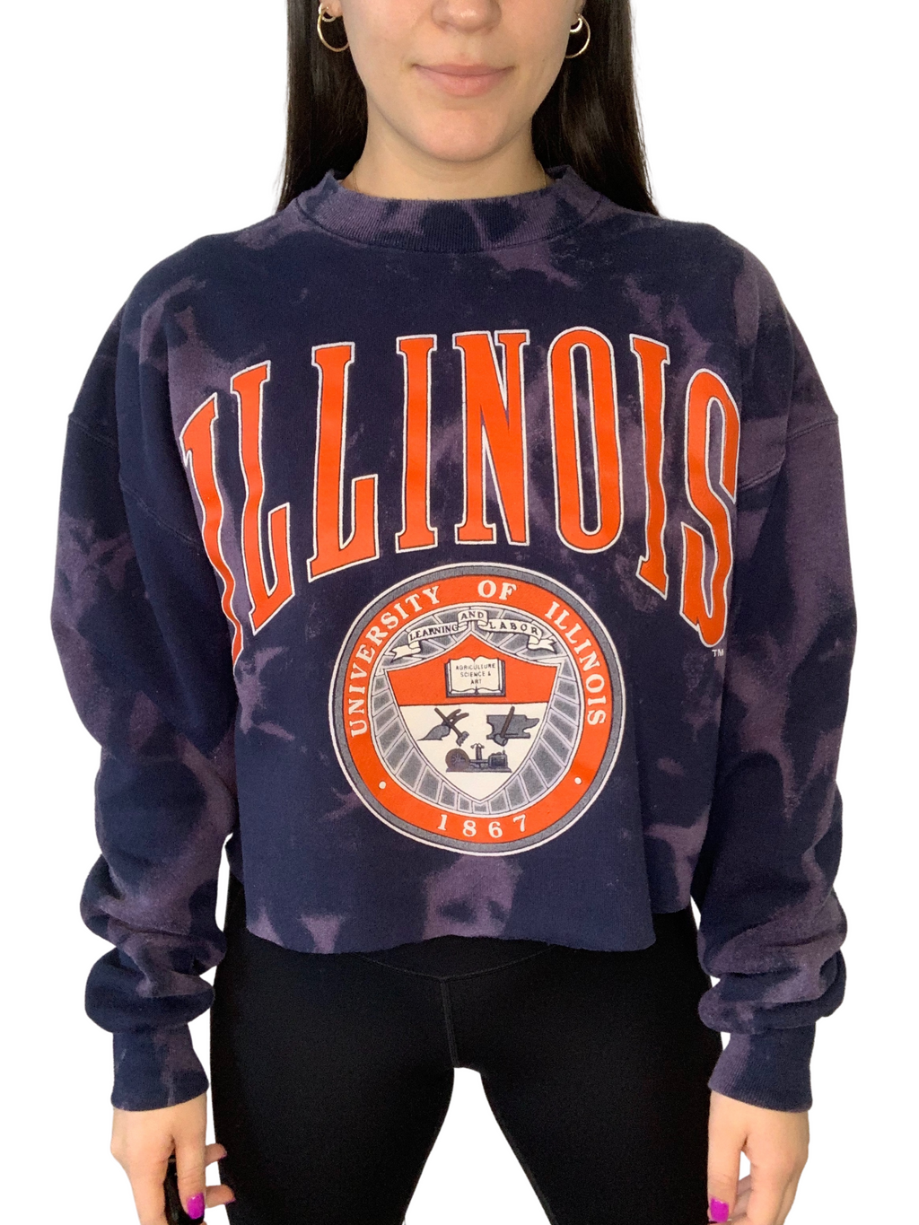 Vintage University of Illinois Cropped Bleached Sweatshirt
