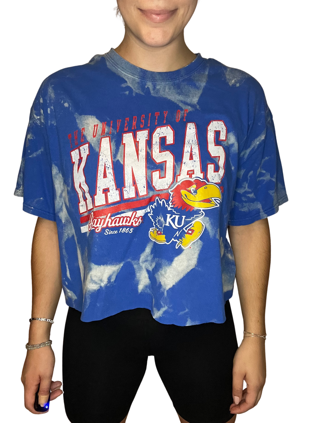 University of Kansas Cropped & Bleached Shirt