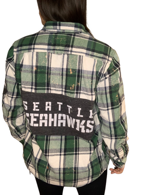Seattle Seahawks Bleached Flannel Shirt