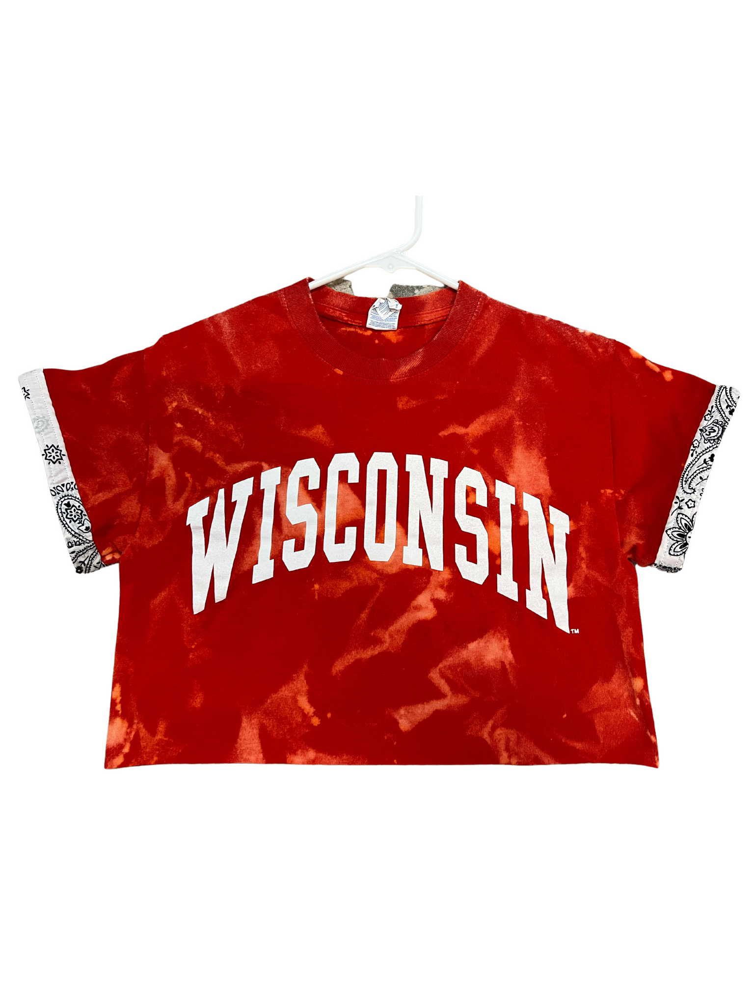 Wisconsin Bleached & Cropped Bandana Sleeve Shirt