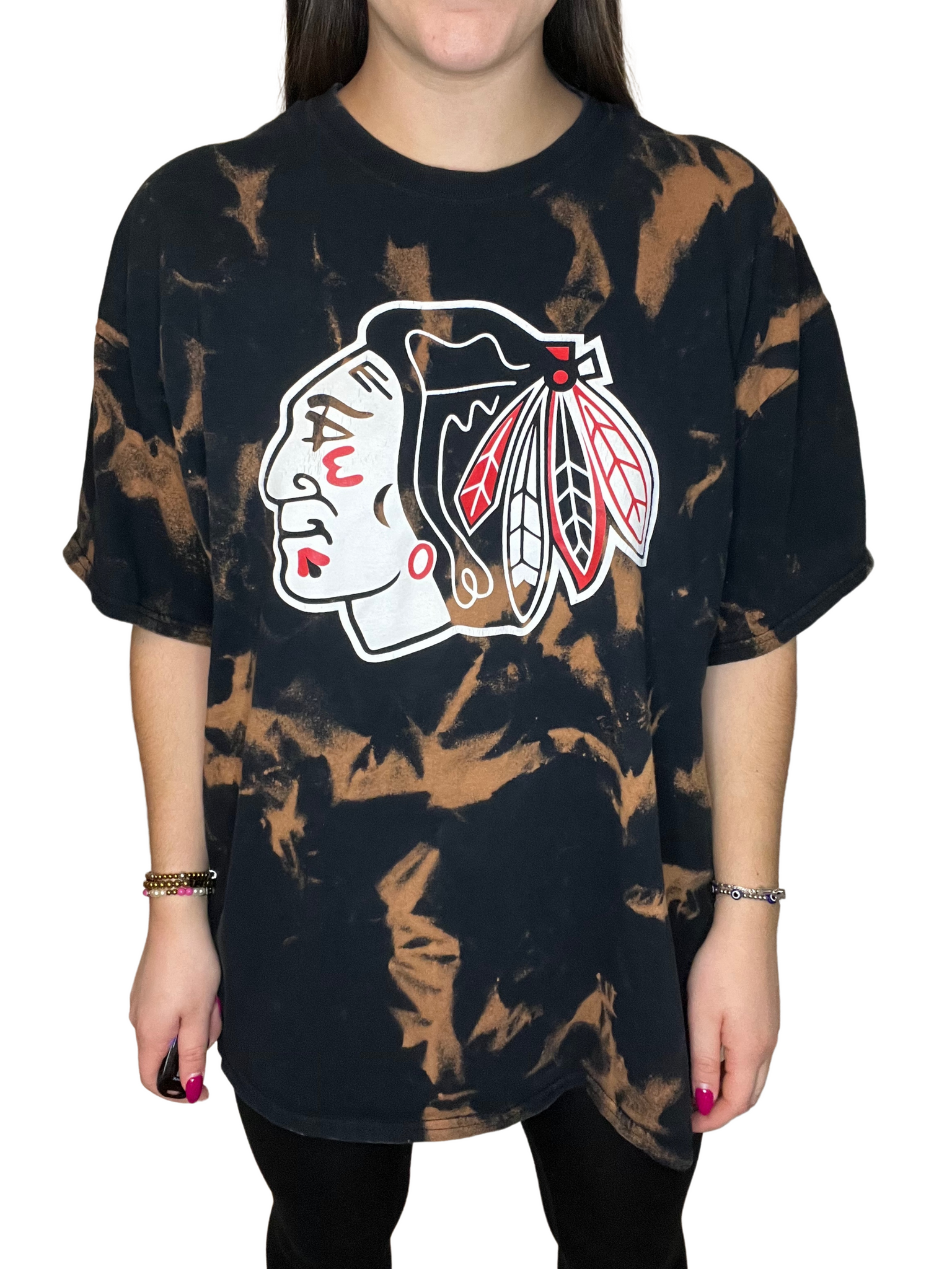 Chicago Blackhawks Bleached Shirt Kampus Kustoms