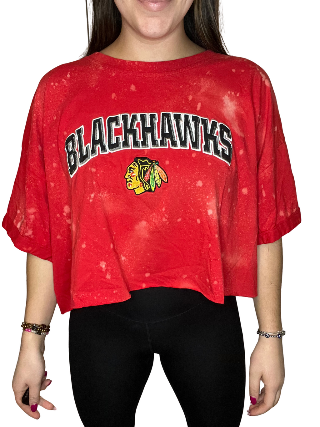 Chicago Blackhawks Cropped & Spray Bleached Shirt