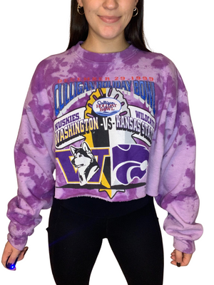 Washington University vs. Kansas State University 1999 Culligan Holiday Bowl Tie Dye Cropped Sweatshirt