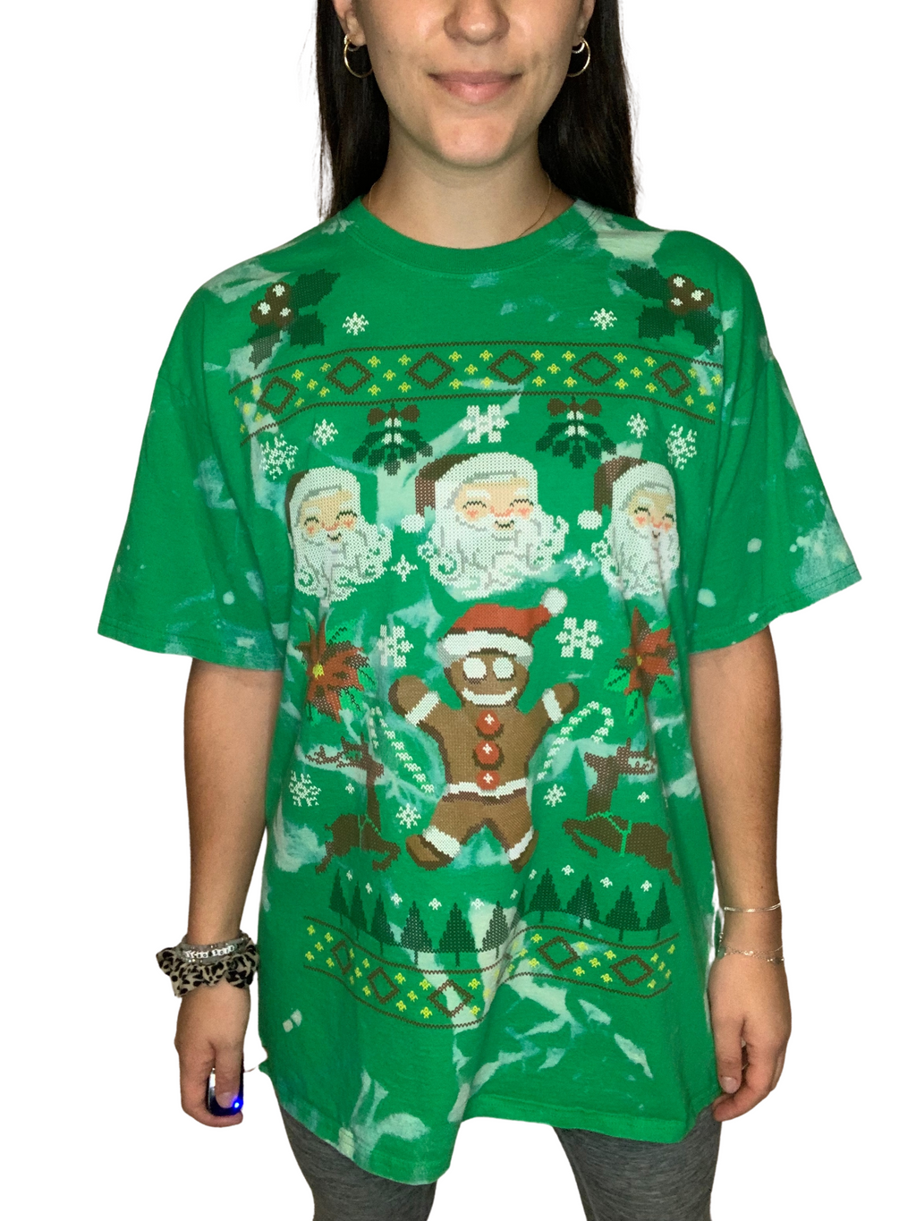 Holiday Sweater Pattern Bleached Shirt