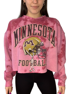 University of Minnesota Football Cropped Tie Dye Sweatshirt