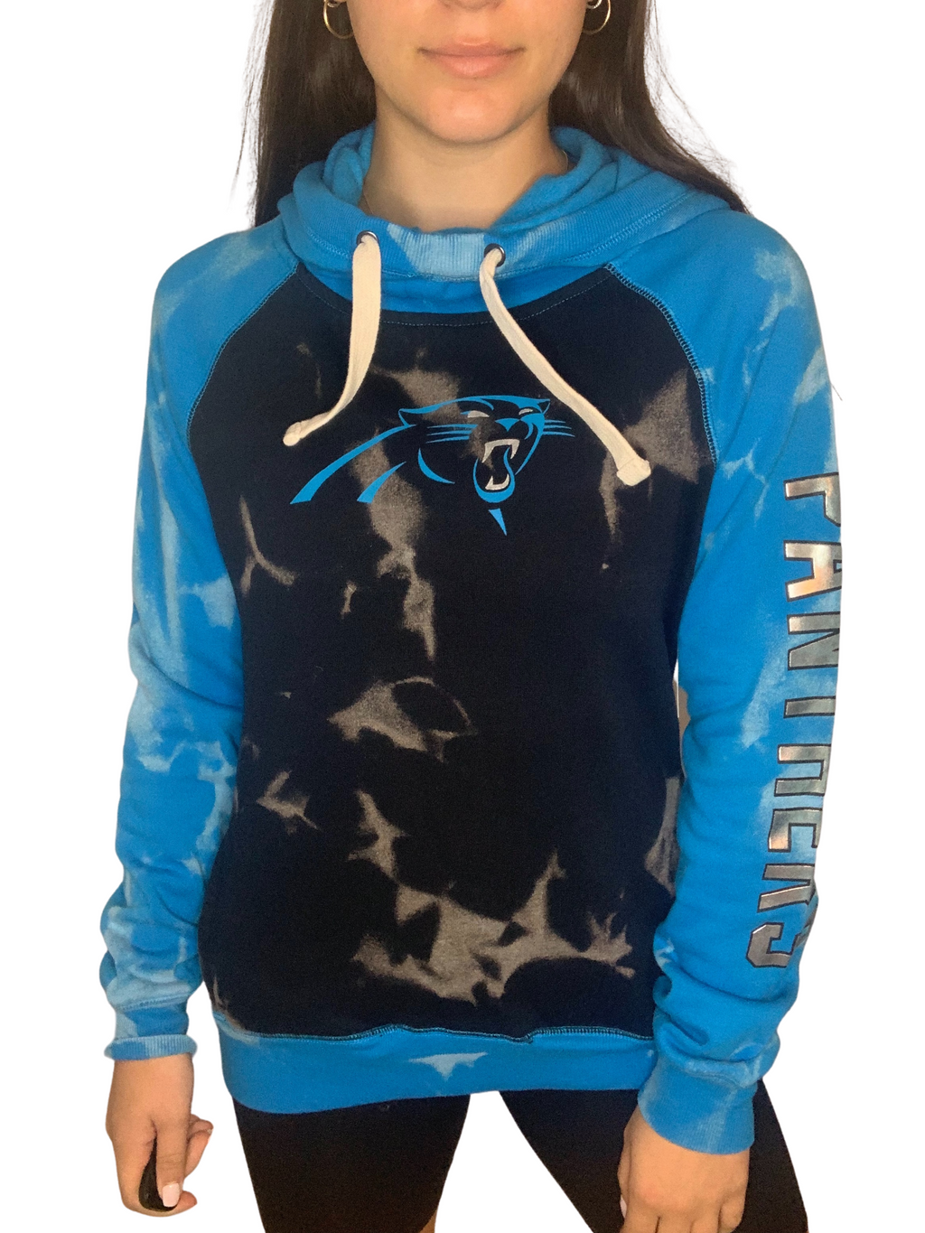 Carolina Panthers Cowl Neck Bleached Sweatshirt