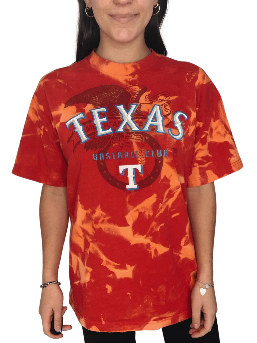 Texas Rangers V Tie-Dye T-Shirt - Red/Navy