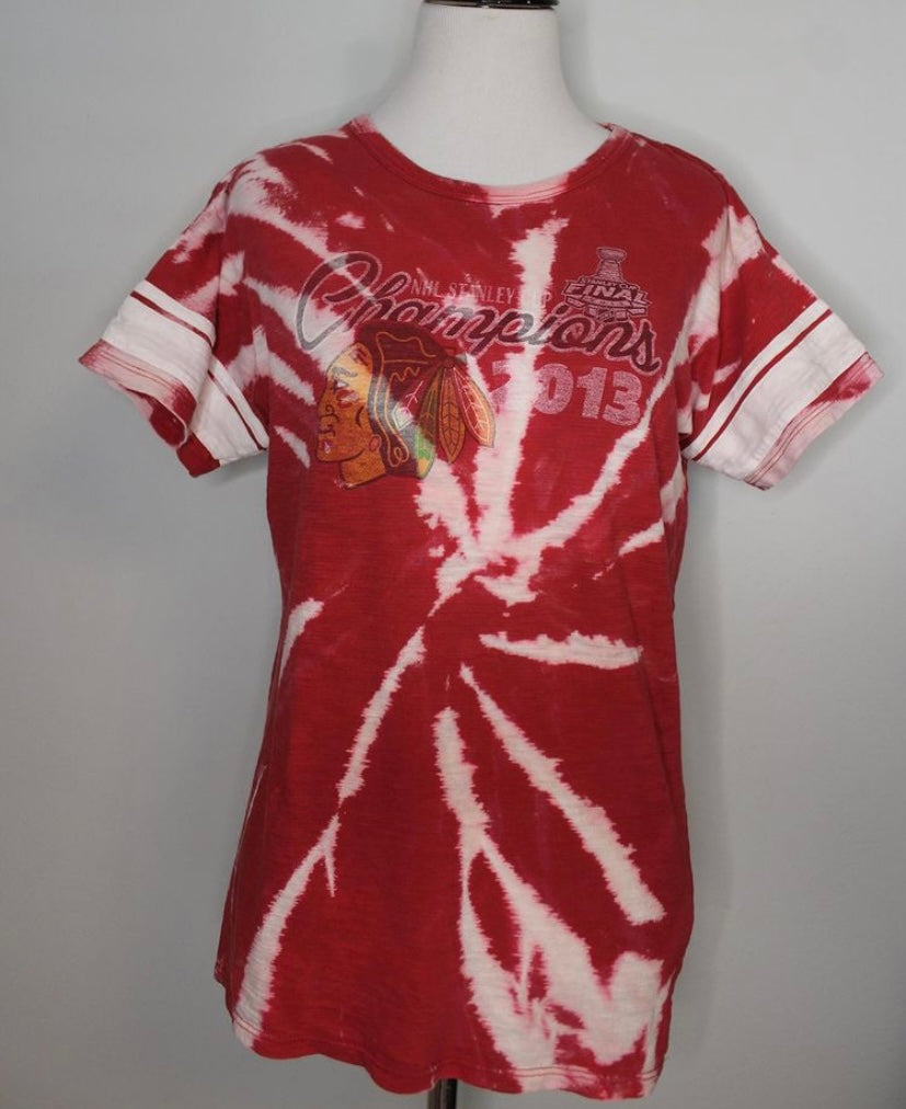 Chicago Blackhawks 2013 Stanley Cup Champions Spiral Bleached Shirt