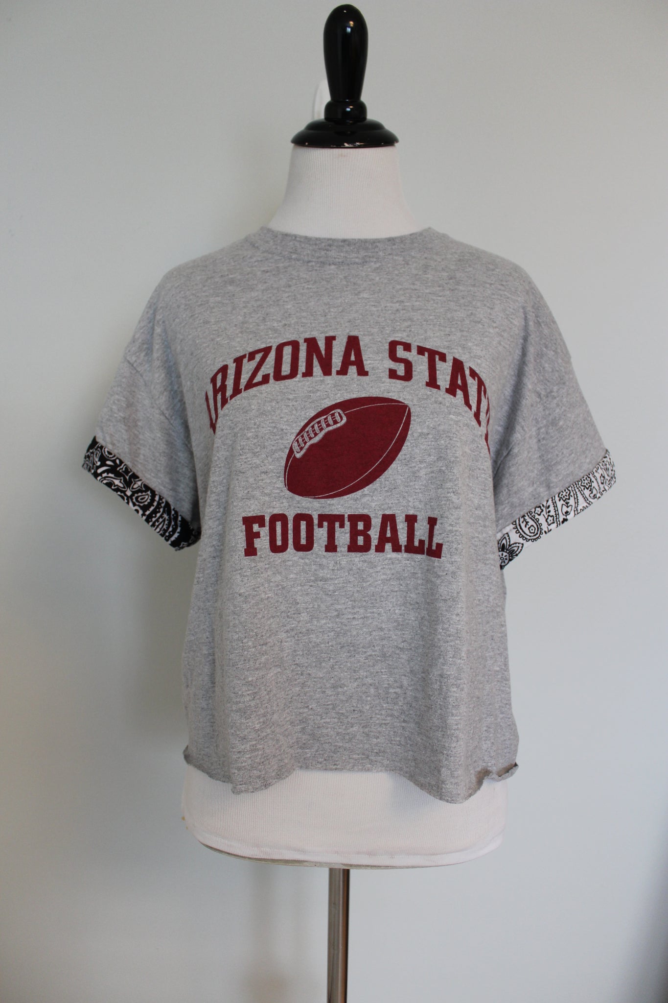 Arizona State University Football Cropped Bandana Sleeves Shirt
