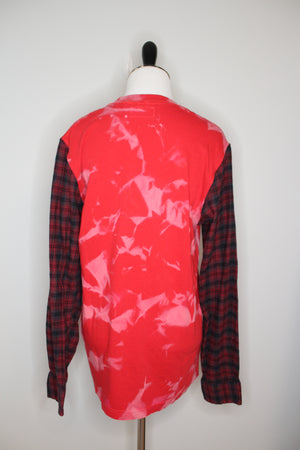 Chicago Blackhawks Bleached Long Sleeve with Flannel Sleeves