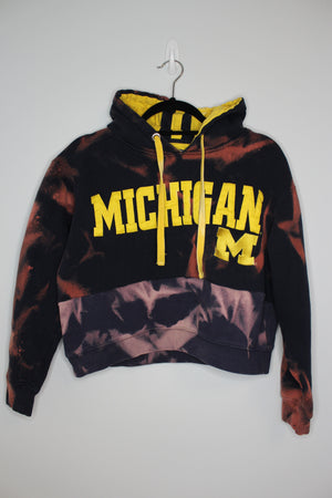 University of Michigan Bleached Cropped Color Blocked Sweatshirt