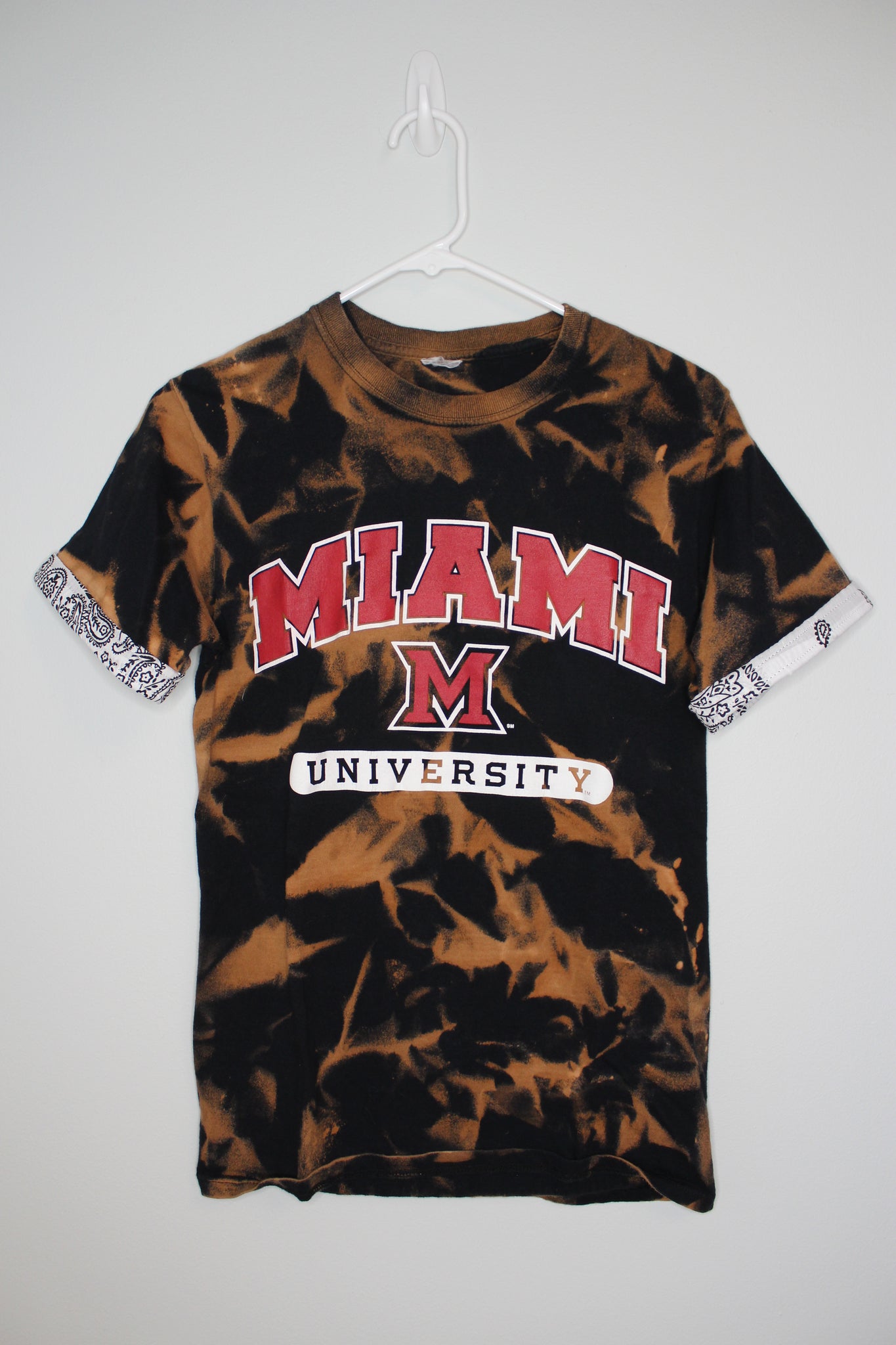 Miami of Ohio Bleached Bandana Sleeve Shirt