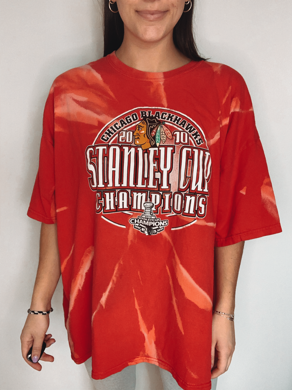 Chicago Blackhawks 2010 Stanley Cup Champions Spiral Bleached Shirt