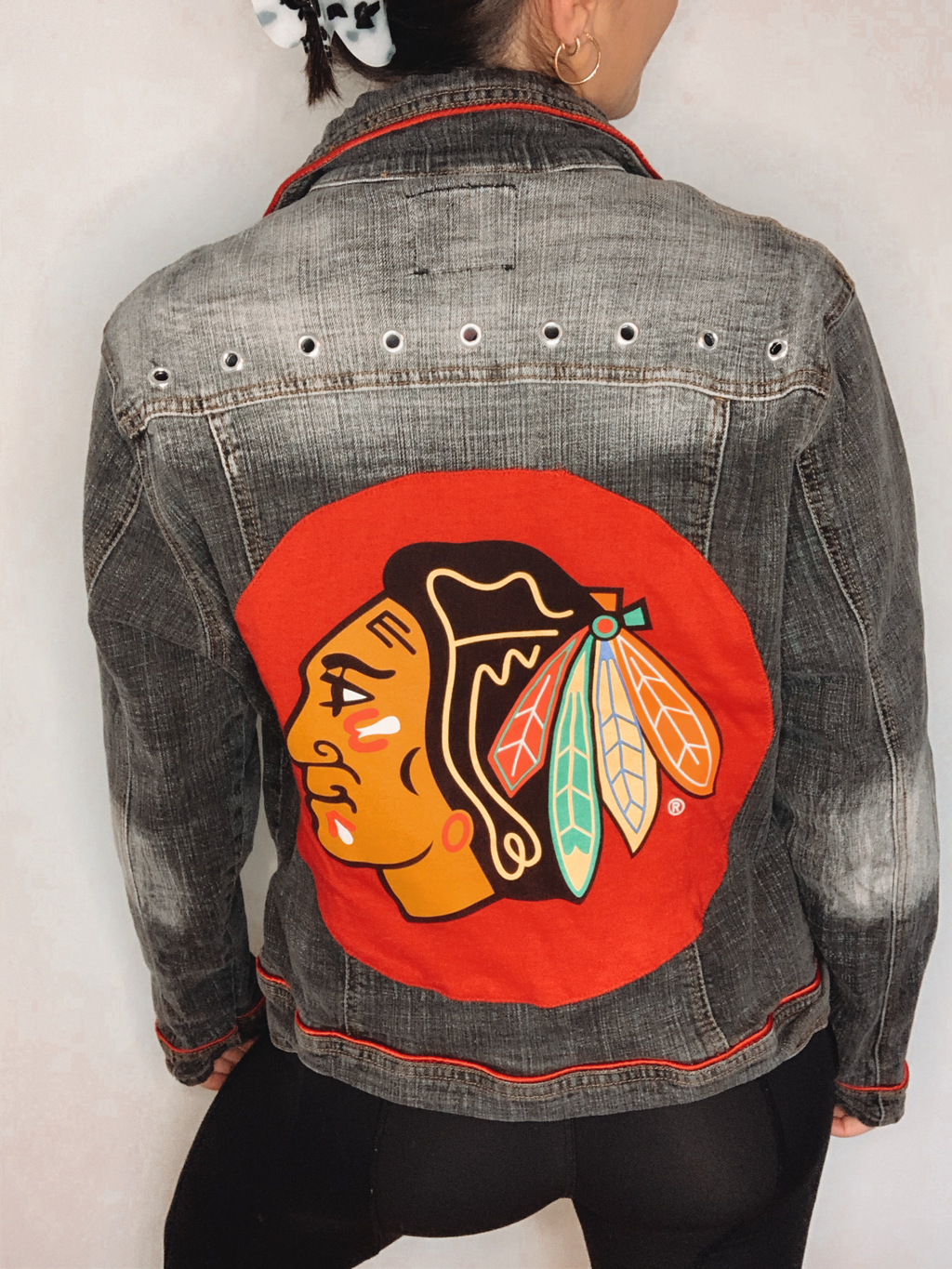 Chicago Blackhawks Grommet Jean Jacket