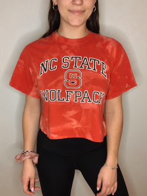 NC State University Bleached & Cropped Shirt