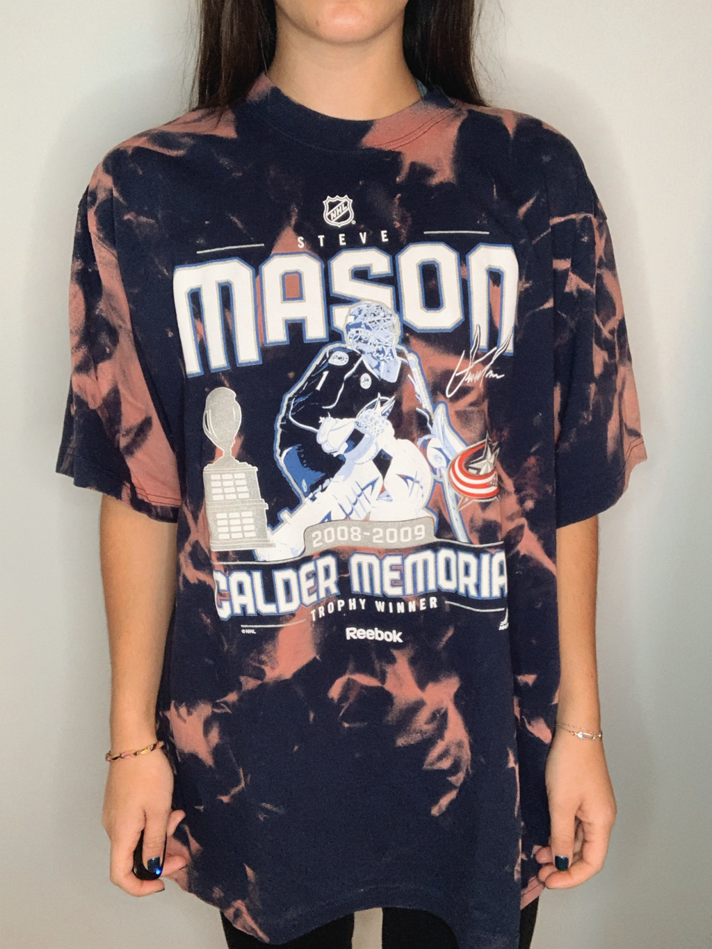 Columbus Blue Jackets Steve Mason Calder Memorial Bleached Shirt