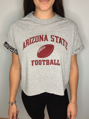 Arizona State University Football Cropped Bandana Sleeves Shirt