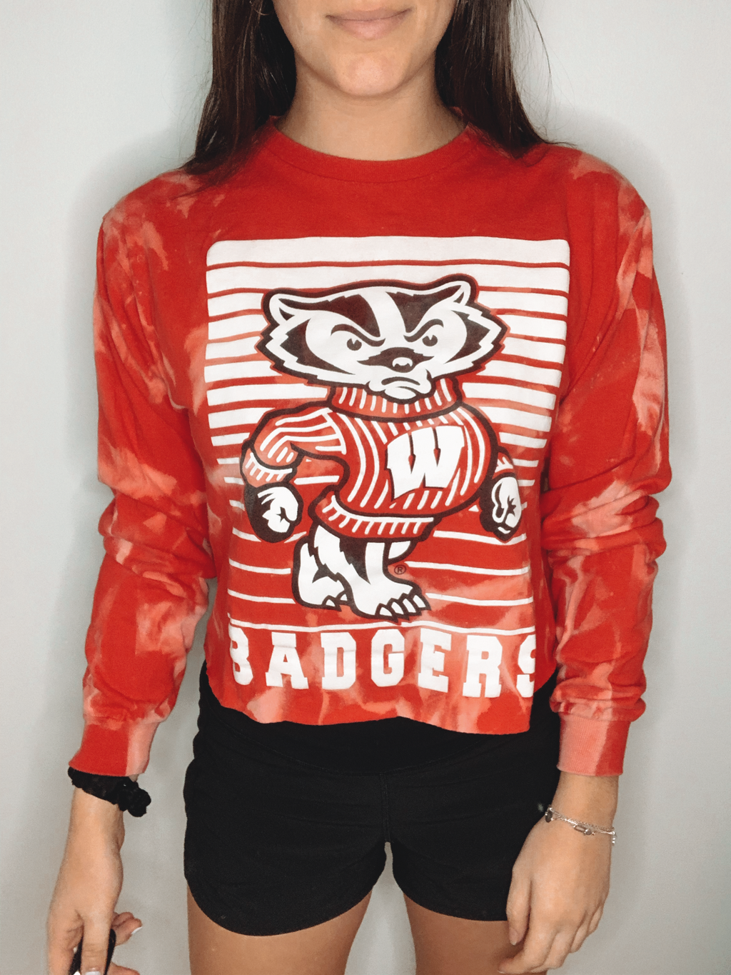 University of Wisconsin Bleached and Cropped Long Sleeve Shirt